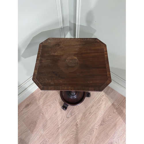 607 - Regency mahogany and satinwood crossbanded inlaid lamp table raised on turned column and platform ba... 