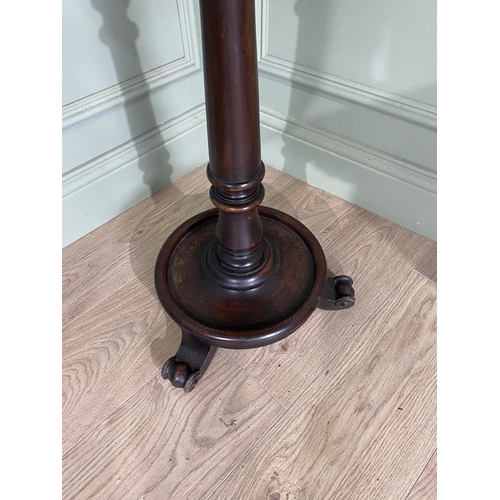 607 - Regency mahogany and satinwood crossbanded inlaid lamp table raised on turned column and platform ba... 