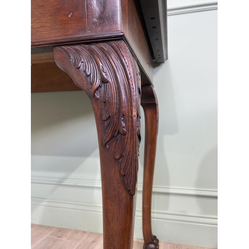 608 - Edwardian mahogany console table raised on carved cabriole legs {87 cm H x 168 cm W x 69 cm D}.