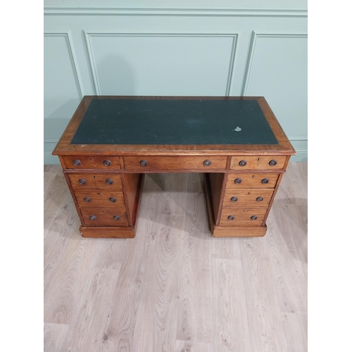 613 - 19th C. mahogany pedestal desk with inset leather top {75 cm H x 121 cm W x 65 cm D}.