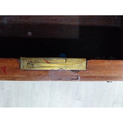 613 - 19th C. mahogany pedestal desk with inset leather top {75 cm H x 121 cm W x 65 cm D}.