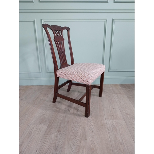 617 - Georgian mahogany side chair with upholstered raised on square legs {95 cm H x 57 cm W x 50 cm D}.