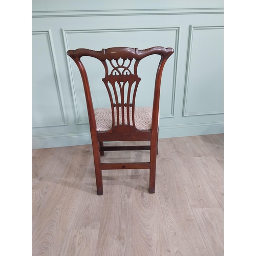 617 - Georgian mahogany side chair with upholstered raised on square legs {95 cm H x 57 cm W x 50 cm D}.