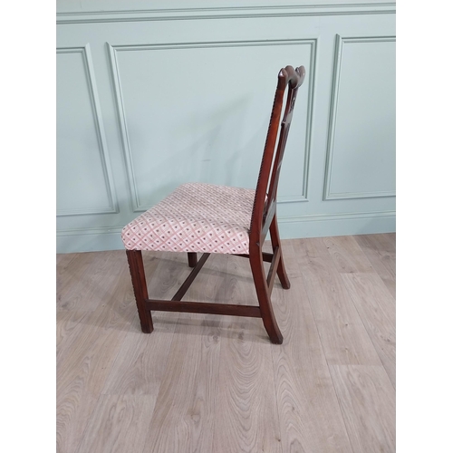 617 - Georgian mahogany side chair with upholstered raised on square legs {95 cm H x 57 cm W x 50 cm D}.