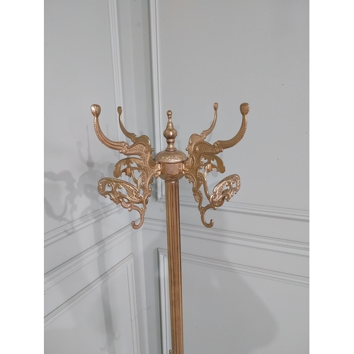 618 - Early 20th C. Decorative French brass hat and coat stand {170 cm H x 44 cm Dia.}.