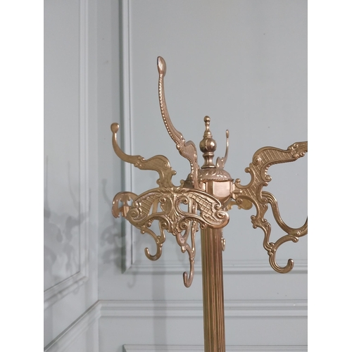 618 - Early 20th C. Decorative French brass hat and coat stand {170 cm H x 44 cm Dia.}.