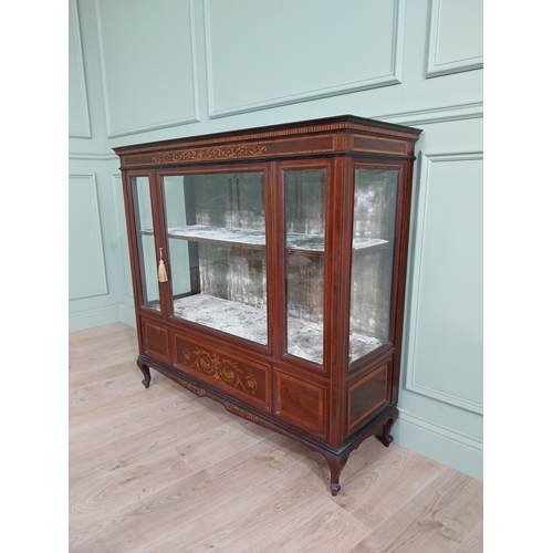 619 - Good quality mahogany and satinwood floor display cabinet raised on cabriole legs {115 cm H x 122 cm... 