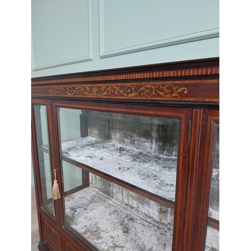 619 - Good quality mahogany and satinwood floor display cabinet raised on cabriole legs {115 cm H x 122 cm... 