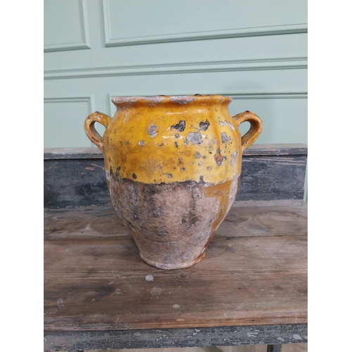 620 - Rare 19th C. glazed terracotta confit pot {30 cm H x 32 cm Dia.}.