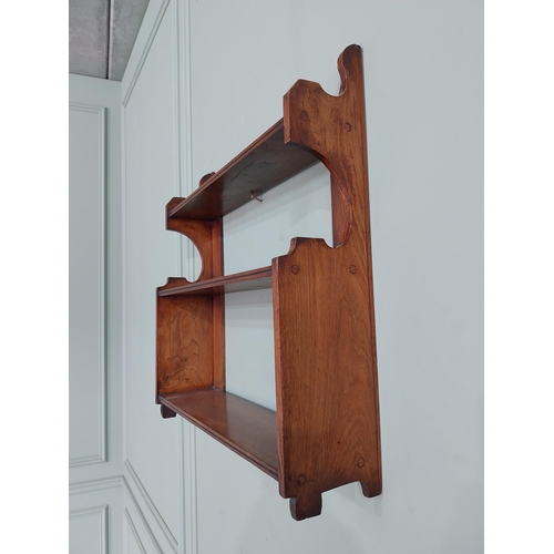 626 - Edwardian walnut waterfall hanging bookshelves {61 cm H x 60 cm W x 15 cm D}.