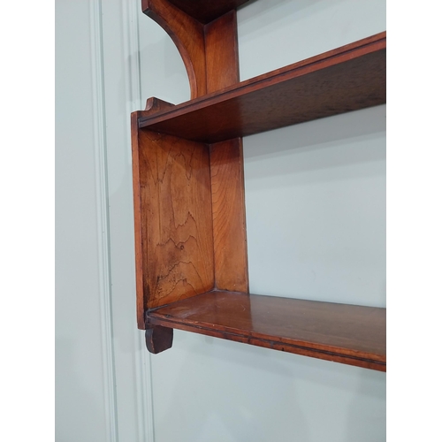 626 - Edwardian walnut waterfall hanging bookshelves {61 cm H x 60 cm W x 15 cm D}.