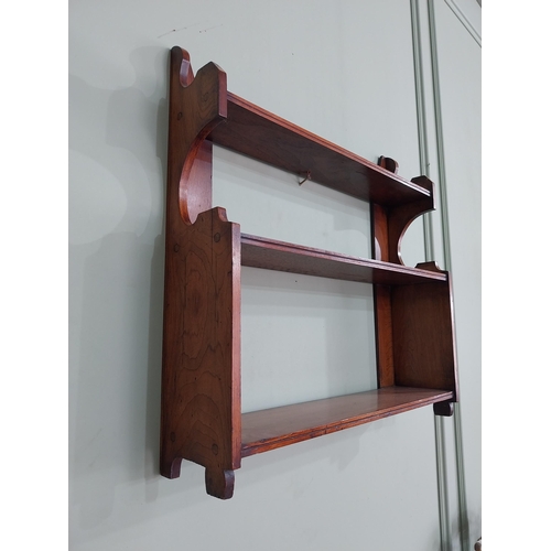 626 - Edwardian walnut waterfall hanging bookshelves {61 cm H x 60 cm W x 15 cm D}.