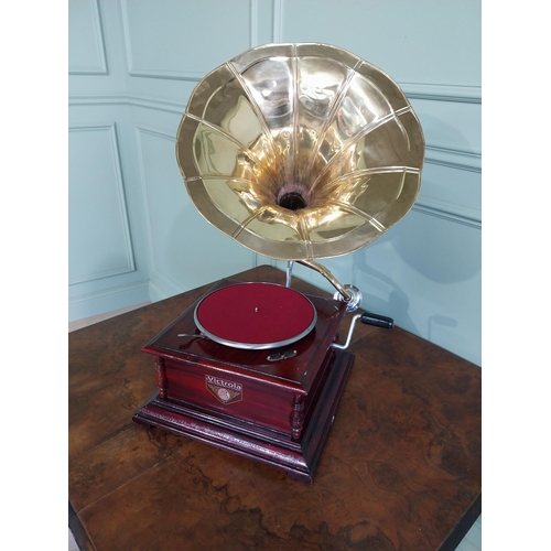 628 - Decorative Gramophone with brass horn {68 cm H x 44 cm W x 44 cm D}.