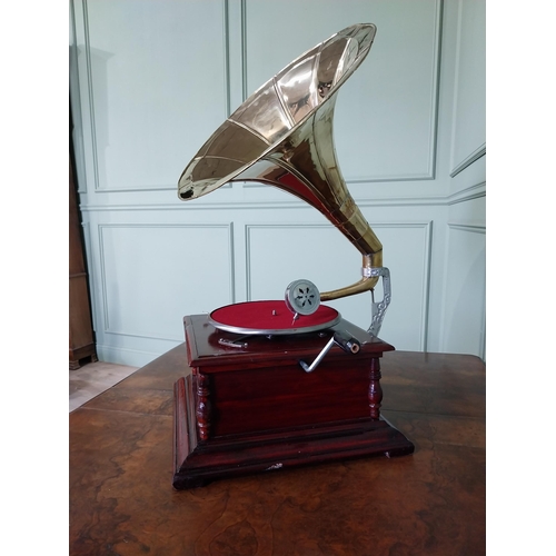 628 - Decorative Gramophone with brass horn {68 cm H x 44 cm W x 44 cm D}.