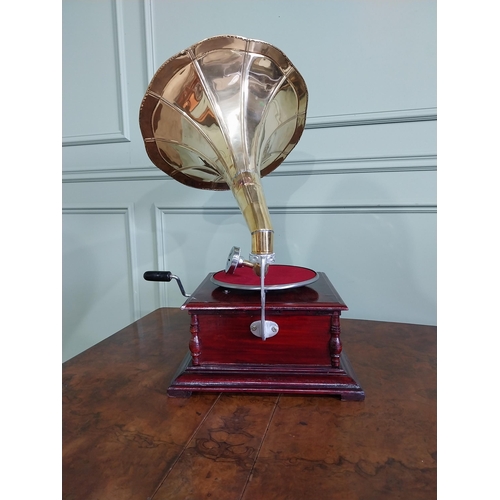 628 - Decorative Gramophone with brass horn {68 cm H x 44 cm W x 44 cm D}.