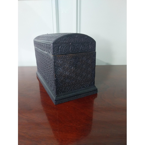 629 - 19th C. carved oak dome top letter box {17 cm H x 25 cm W x 13 cm D}.