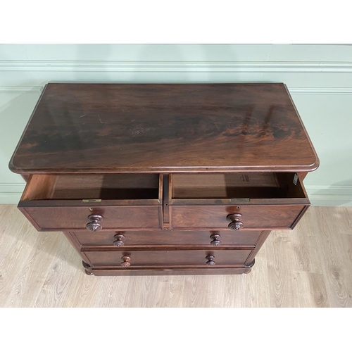 634 - Victorian mahogany chest of drawers with two short drawers over three long graduated drawers raised ... 