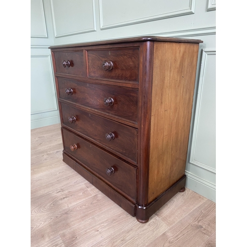 634 - Victorian mahogany chest of drawers with two short drawers over three long graduated drawers raised ... 