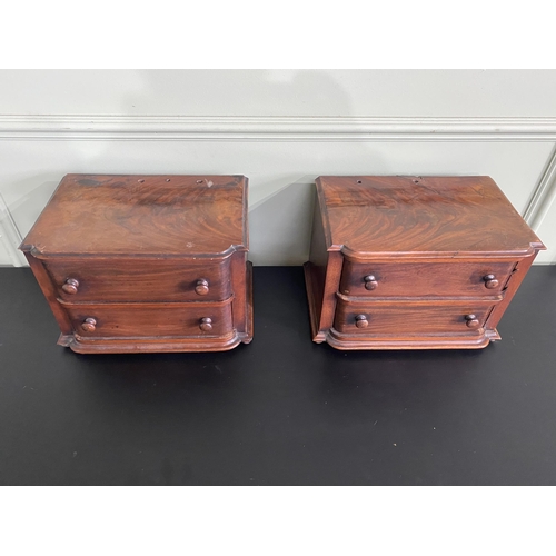 635 - Pair of Edwardian mahogany counter top cabinets with two short drawers {21 cm H x 30 cm W x 21 cm D}... 