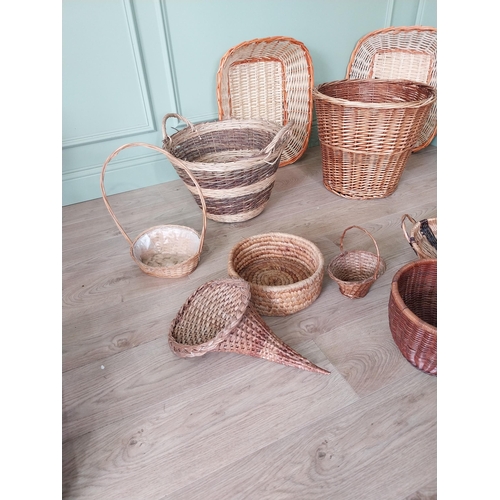 639 - Large collection of wicker baskets.