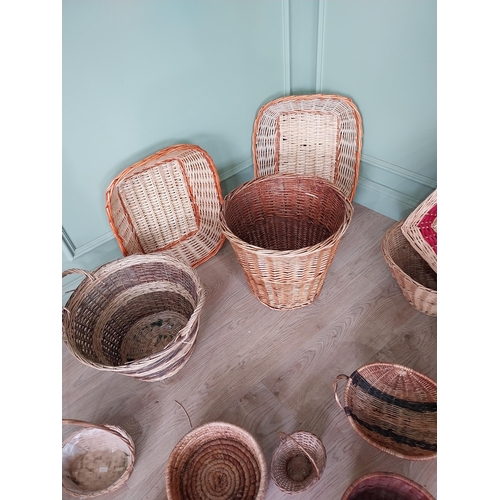 639 - Large collection of wicker baskets.