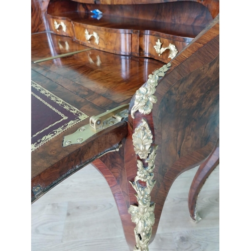 647 - Exceptional quality 19th C. French burr walnut and kingwood ladies desk with gilded bronze mounts an... 