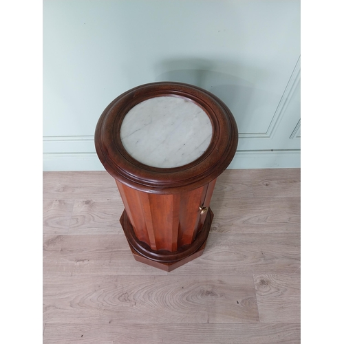 65 - Good quality Victorian mahogany pot cupboard with inset marble top {71 cm H x 37 cm Dia.}.