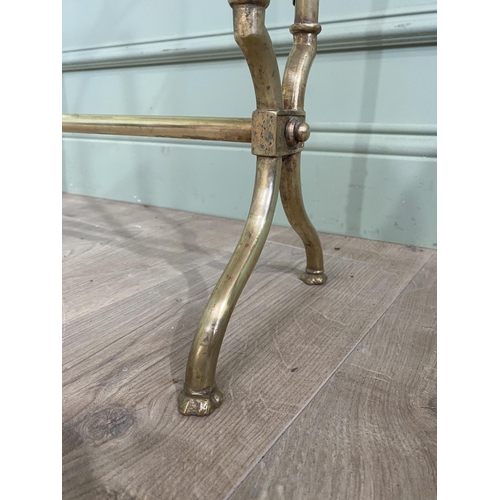 66 - Good quality Edwardian brass towel rail {75 cm H x 62 cm W x 18 cm D}.