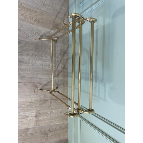 66 - Good quality Edwardian brass towel rail {75 cm H x 62 cm W x 18 cm D}.