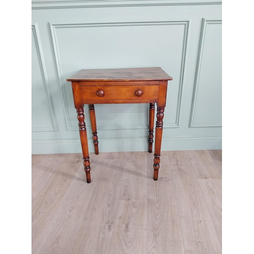 660 - Good quality 19th C. elm side table with single drawer in the frieze raised on turned legs {76 cm H ... 