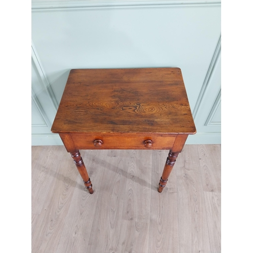 660 - Good quality 19th C. elm side table with single drawer in the frieze raised on turned legs {76 cm H ... 