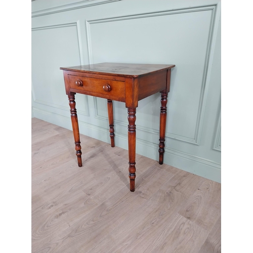 660 - Good quality 19th C. elm side table with single drawer in the frieze raised on turned legs {76 cm H ... 