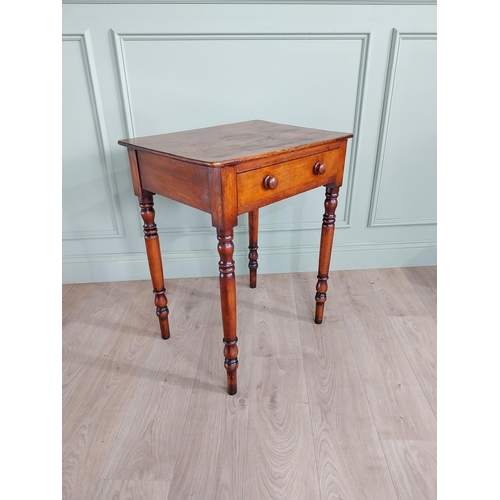 660 - Good quality 19th C. elm side table with single drawer in the frieze raised on turned legs {76 cm H ... 