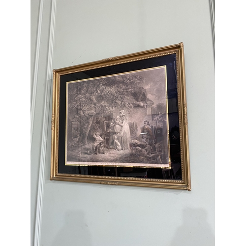 661 - 19th C. W. Ward 'The Cottagers' coloured engraving mounted in gilt frame {63 cm H x 74 cm W}.