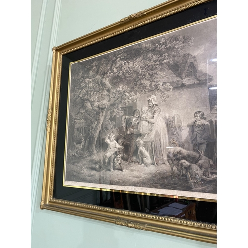 661 - 19th C. W. Ward 'The Cottagers' coloured engraving mounted in gilt frame {63 cm H x 74 cm W}.