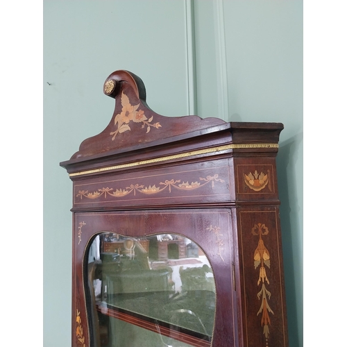 665 - Good quality mahogany and kingwood corner cabinet with single glazed door over single blind door {23... 