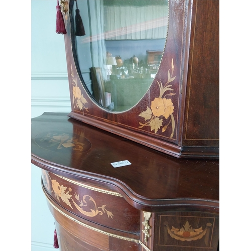 665 - Good quality mahogany and kingwood corner cabinet with single glazed door over single blind door {23... 