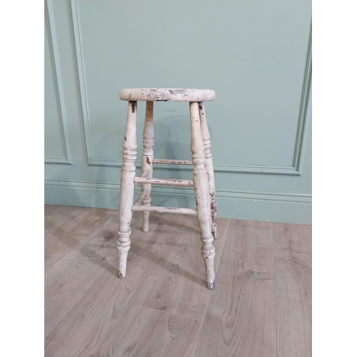 667 - Two early 20th C. pine stools {61 cm H x 33 cm W x 30 cm D and 61 cm H x 33 cm W x 31 cm D}.