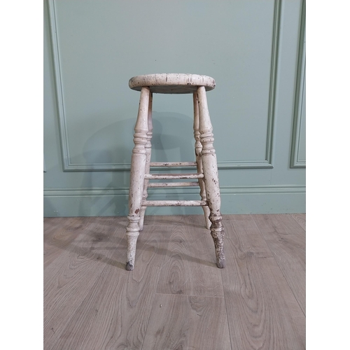 667 - Two early 20th C. pine stools {61 cm H x 33 cm W x 30 cm D and 61 cm H x 33 cm W x 31 cm D}.