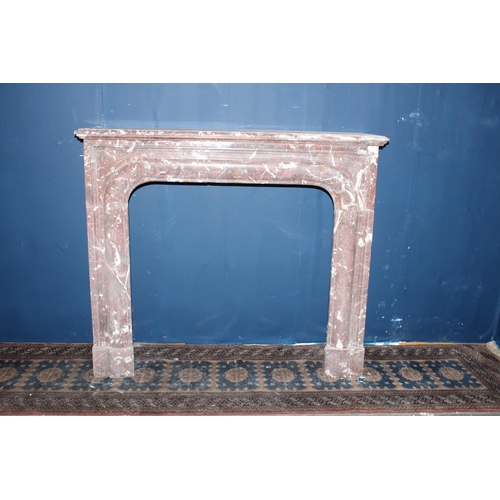 67 - 19th C Red marble fireplace surround with white veining details, featuring a classic arch design {10... 