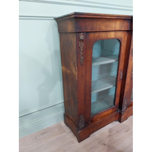 686 - 19th C. walnut inlaid credenza with three glazed doors {107 cm H x 182 cm W x 36 cm D}.