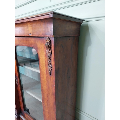 686 - 19th C. walnut inlaid credenza with three glazed doors {107 cm H x 182 cm W x 36 cm D}.