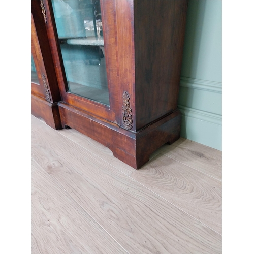 686 - 19th C. walnut inlaid credenza with three glazed doors {107 cm H x 182 cm W x 36 cm D}.