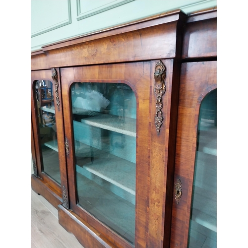 686 - 19th C. walnut inlaid credenza with three glazed doors {107 cm H x 182 cm W x 36 cm D}.