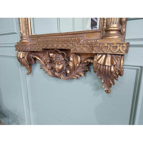 689 - Good quality French gilt pier mirror in the Georgian style decorated with cherubs and swags {185 cm ... 