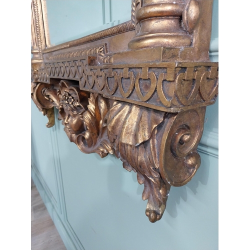 689 - Good quality French gilt pier mirror in the Georgian style decorated with cherubs and swags {185 cm ... 