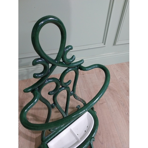 692 - Art Deco enamelled cast iron stick stand {69 cm H x 48 cm W x 28 cm D}.