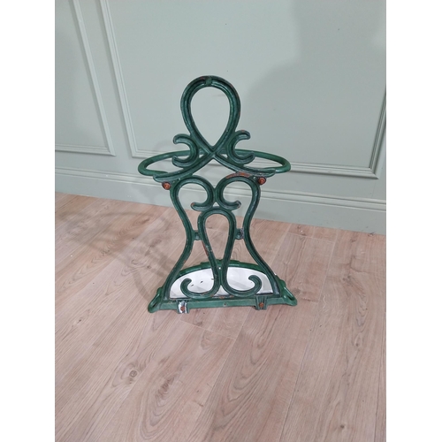 692 - Art Deco enamelled cast iron stick stand {69 cm H x 48 cm W x 28 cm D}.