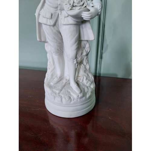 693 - 19th C. French Parianware figure of a Gentleman {36 cm H x 15 cm Dia.}.