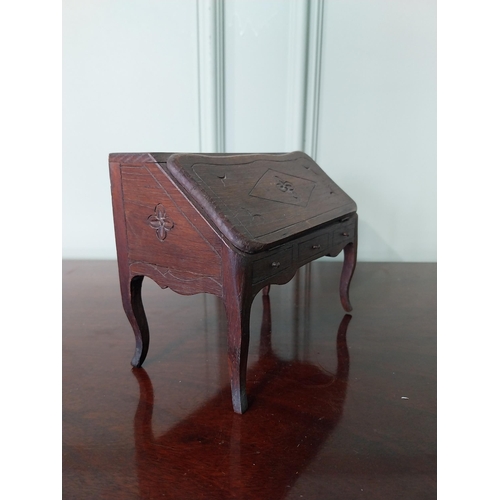 696 - Edwardian French oak apprentice bureau {13 cm H x 17 cm W x 9 cm D}.